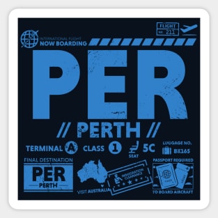 Vintage Perth PER Airport Code Travel Day Retro Travel Tag Australia Sticker